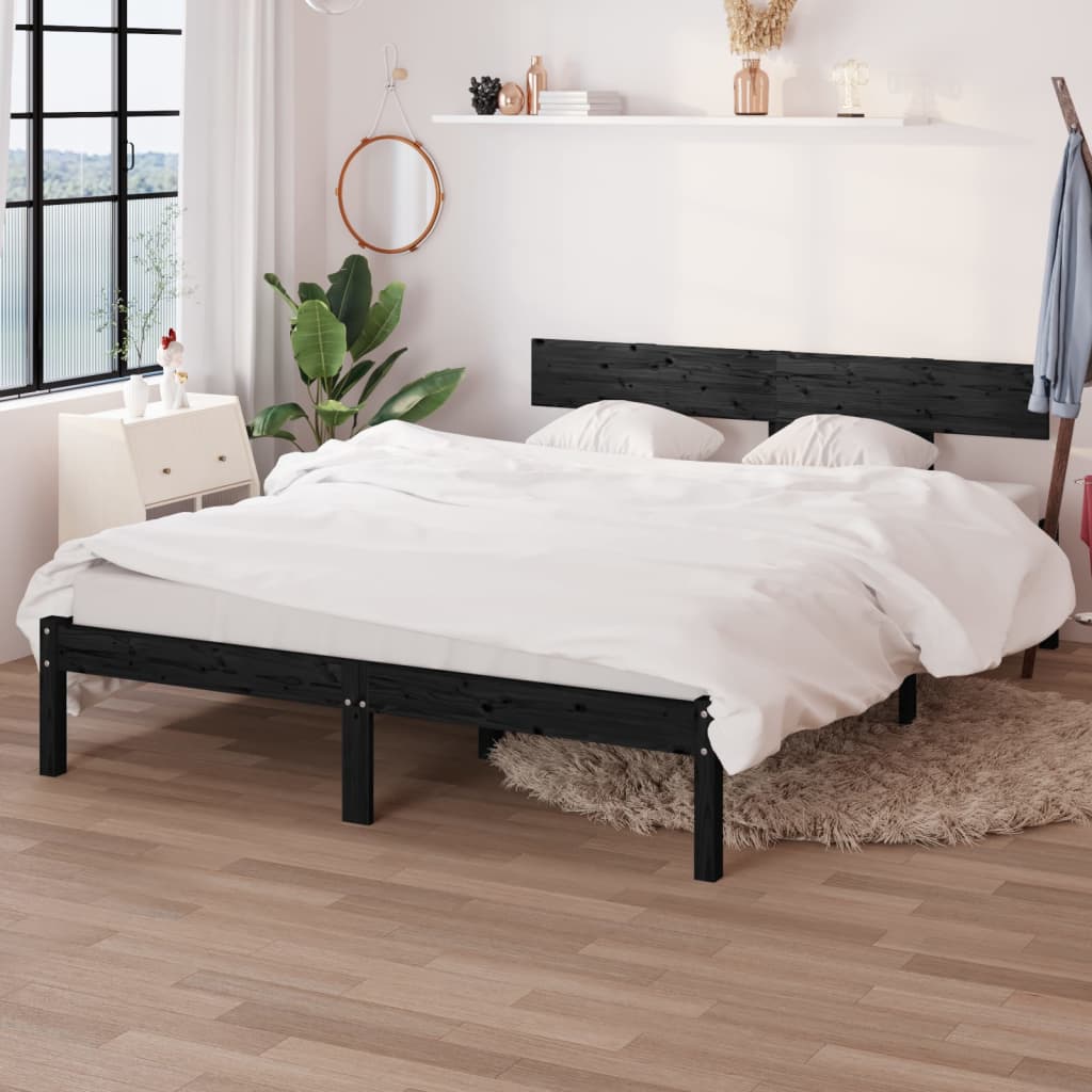 Bedframe Massief Grenenhout Uk Small Double 120 x 190 cm Zwart