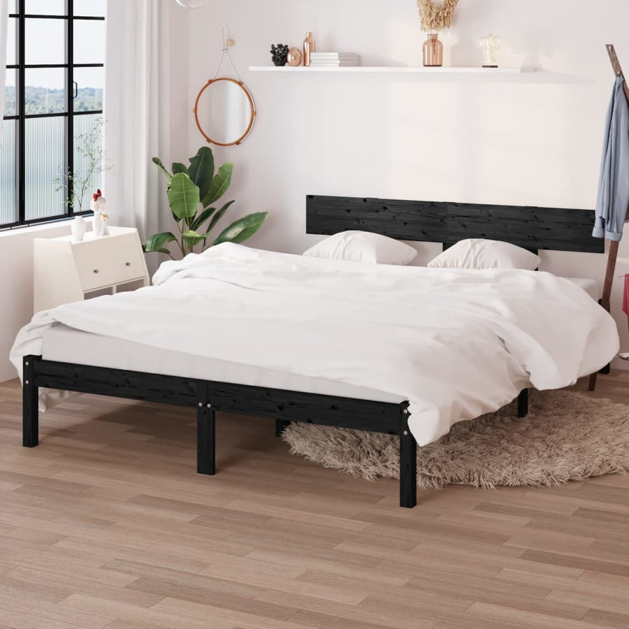 Bedframe Massief Grenenhout Uk Small Double 120 x 190 cm Zwart