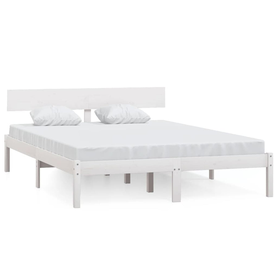 Bedframe Massief Grenenhout Uk Double 135 x 190 cm Wit