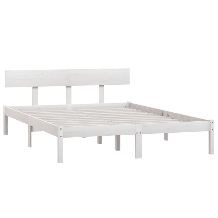 Bedframe Massief Grenenhout Uk Double 135 x 190 cm Wit