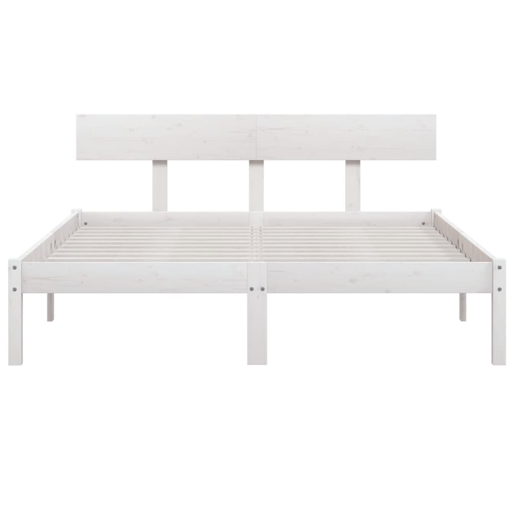 Bedframe Massief Grenenhout Uk Double 135 x 190 cm Wit