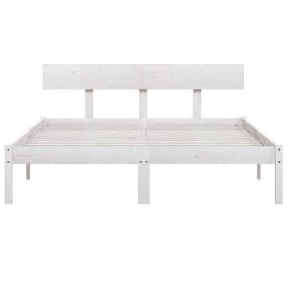 Bedframe Massief Grenenhout Uk Double 135 x 190 cm Wit