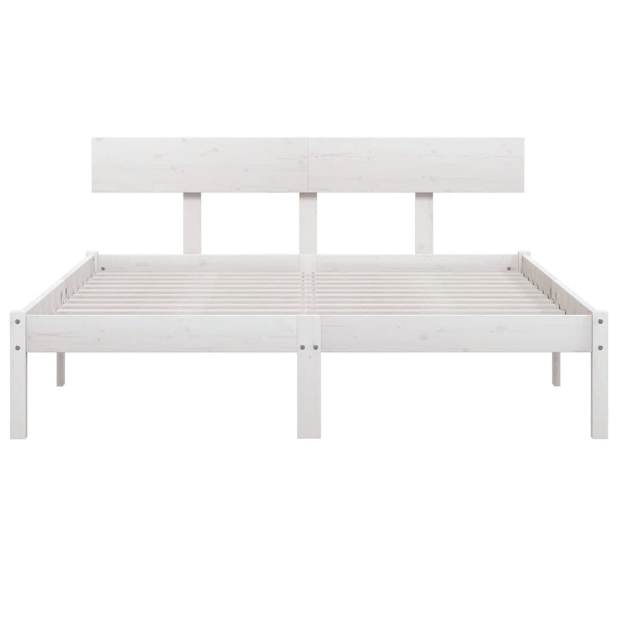 Bedframe Massief Grenenhout Uk Double 135 x 190 cm Wit