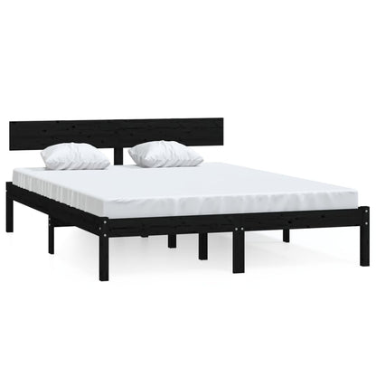Bedframe Massief Grenenhout Uk Double 135 x 190 cm Zwart