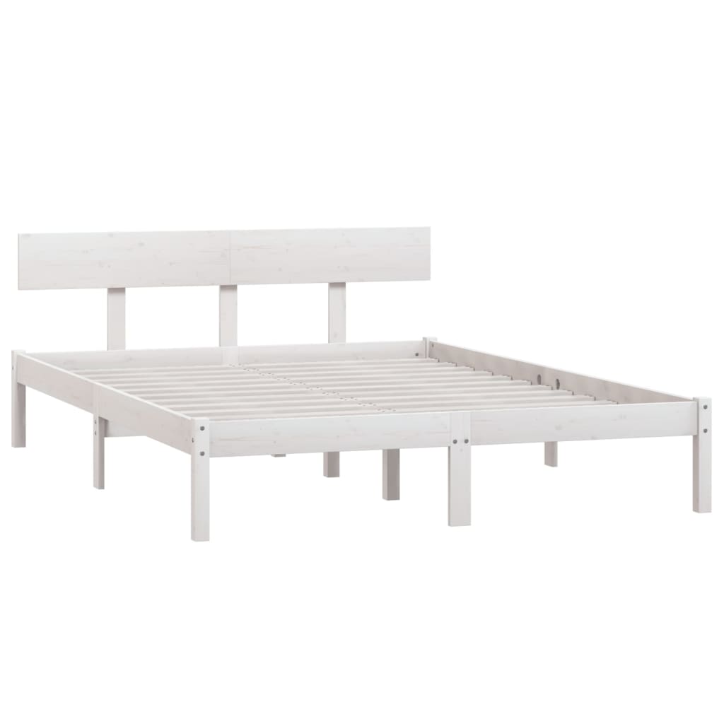 Bedframe Massief Grenenhout 140 x 190 cm Wit