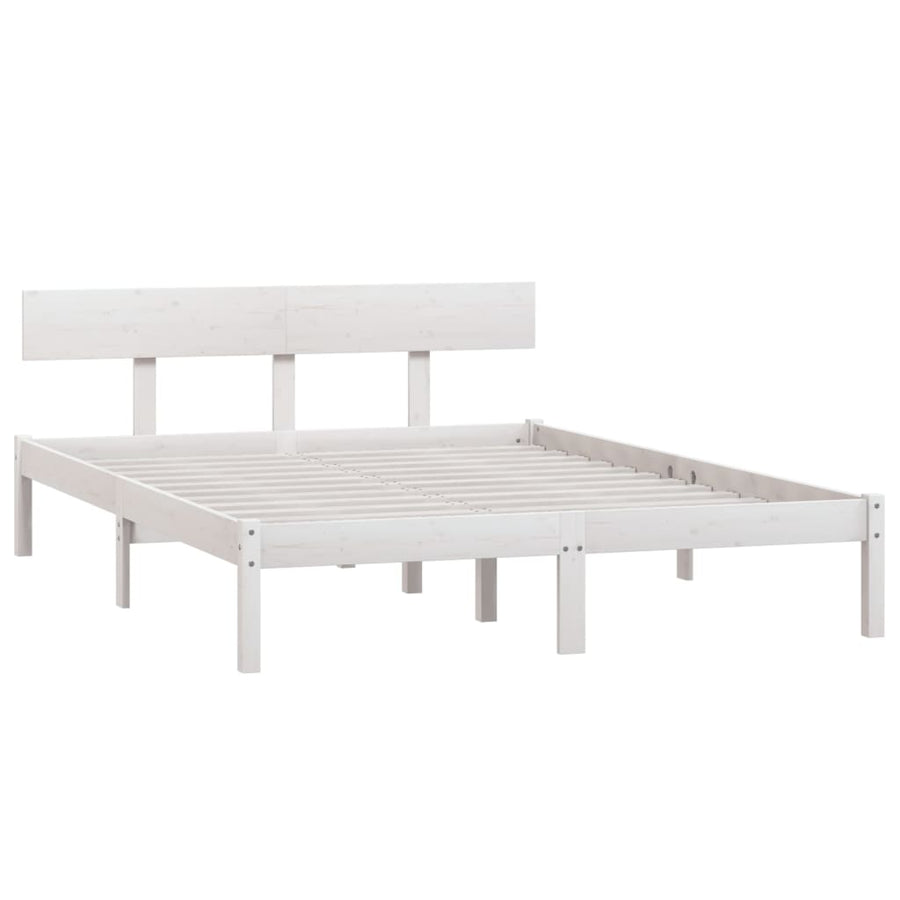 Bedframe Massief Grenenhout 140 x 190 cm Wit