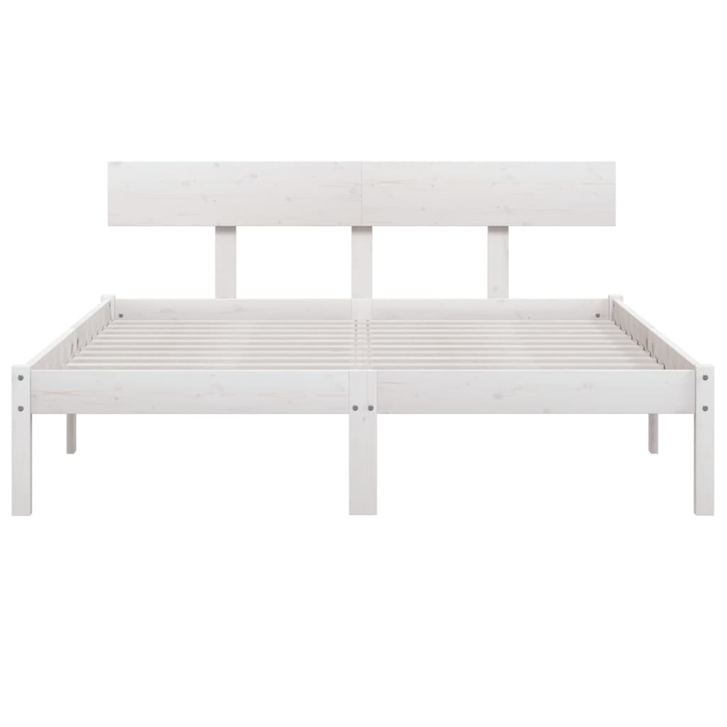 Bedframe Massief Grenenhout 140 x 190 cm Wit