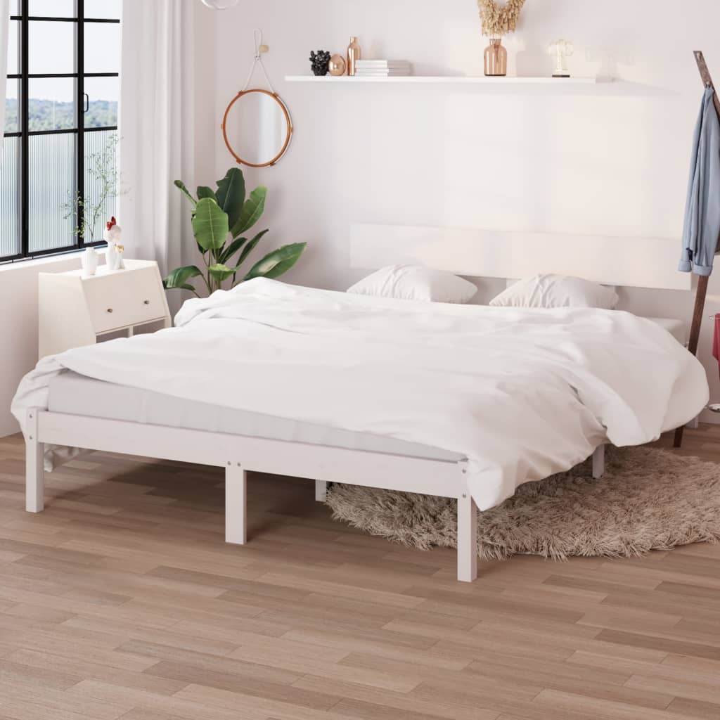 Bedframe Massief Grenenhout 140 x 190 cm Wit