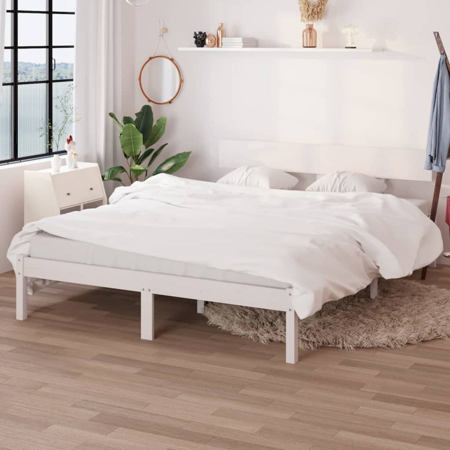 Bedframe Massief Grenenhout 140 x 190 cm Wit