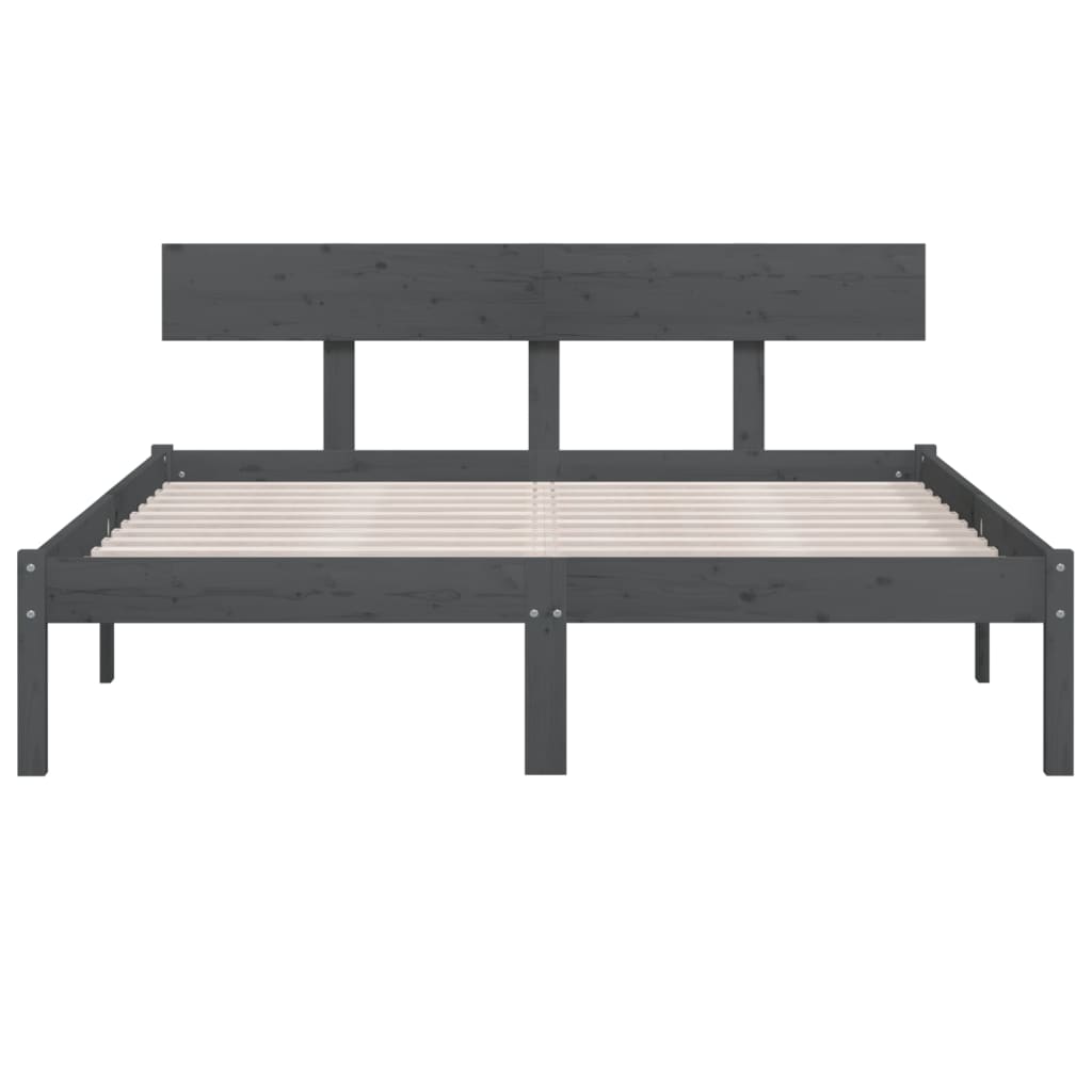 Bedframe Massief Grenenhout 140 x 190 cm Grijs
