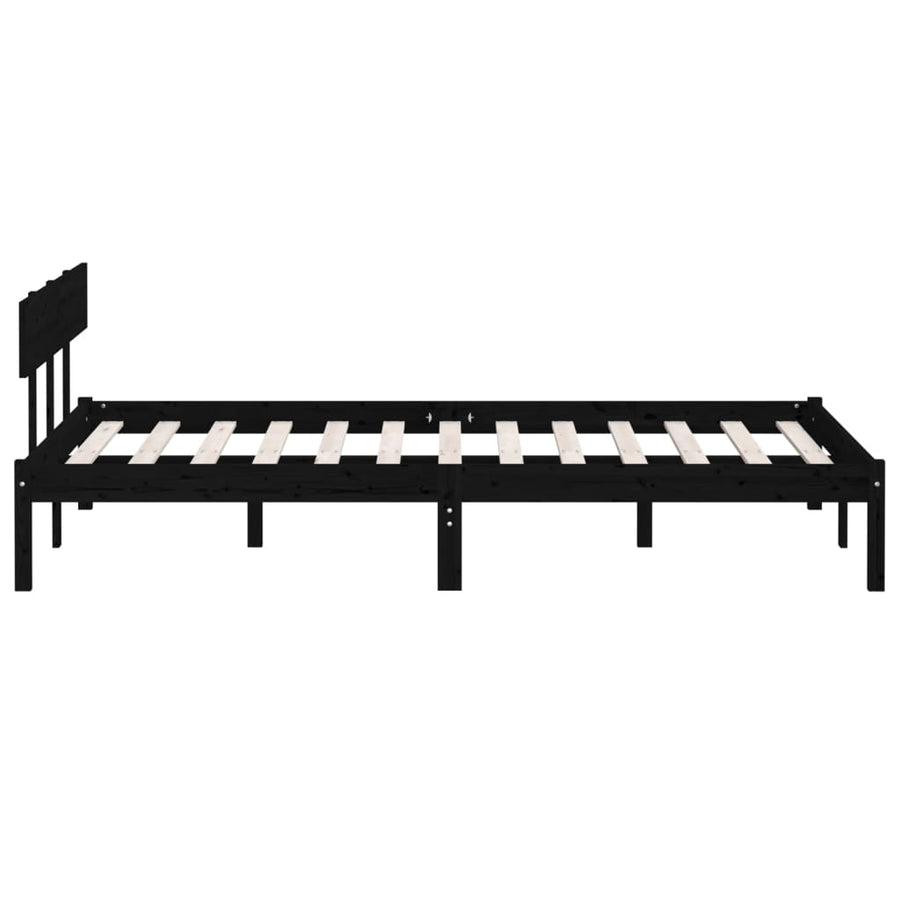 Bedframe Massief Grenenhout 140 x 190 cm Zwart