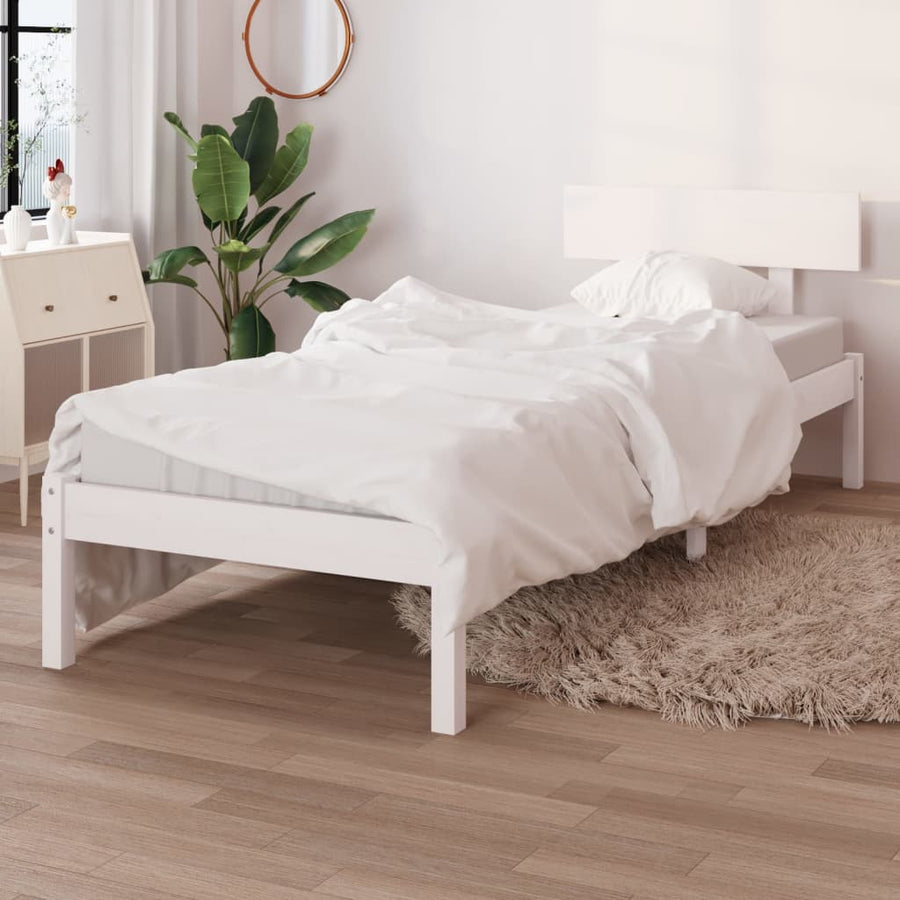 Bedframe Massief Grenenhout 90 x 200 cm Wit