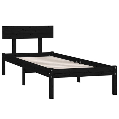 Bedframe Massief Grenenhout 90 x 200 cm Zwart