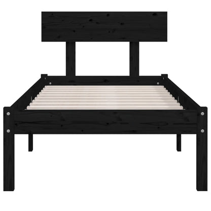 Bedframe Massief Grenenhout 90 x 200 cm Zwart
