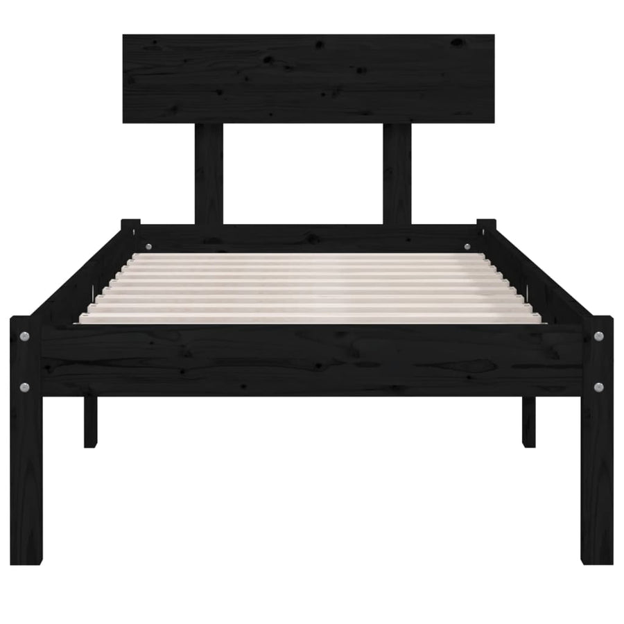 Bedframe Massief Grenenhout 90 x 200 cm Zwart