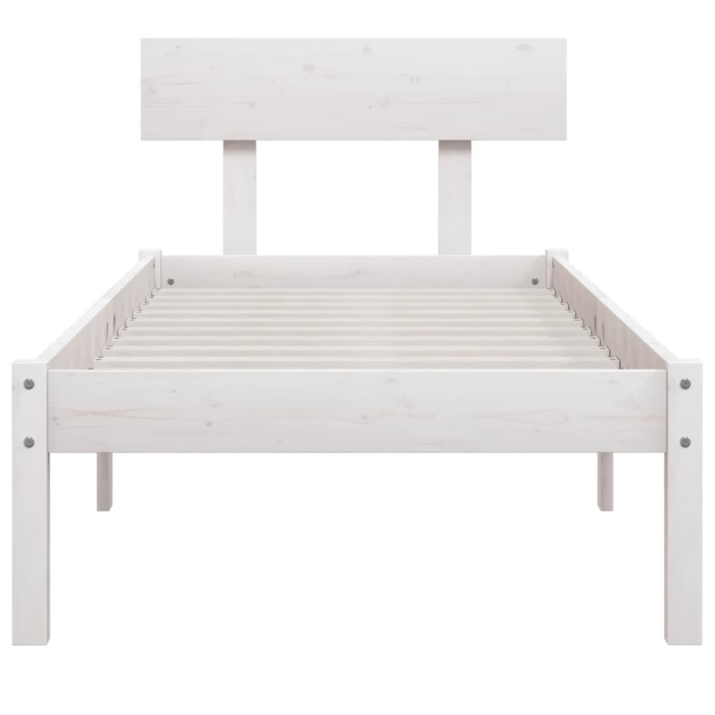 Bedframe Massief Grenenhout 100 x 200 cm Wit
