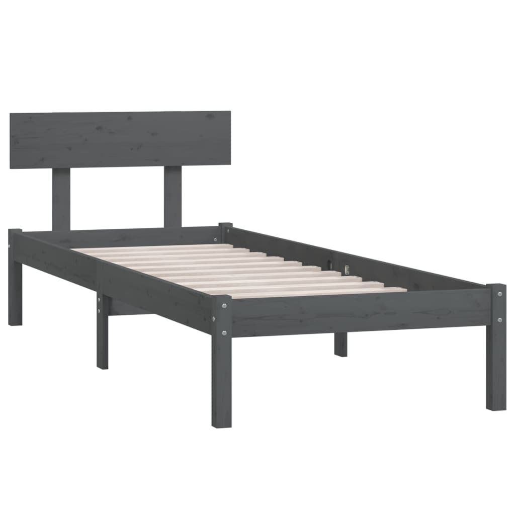 Bedframe Massief Grenenhout 100 x 200 cm Grijs