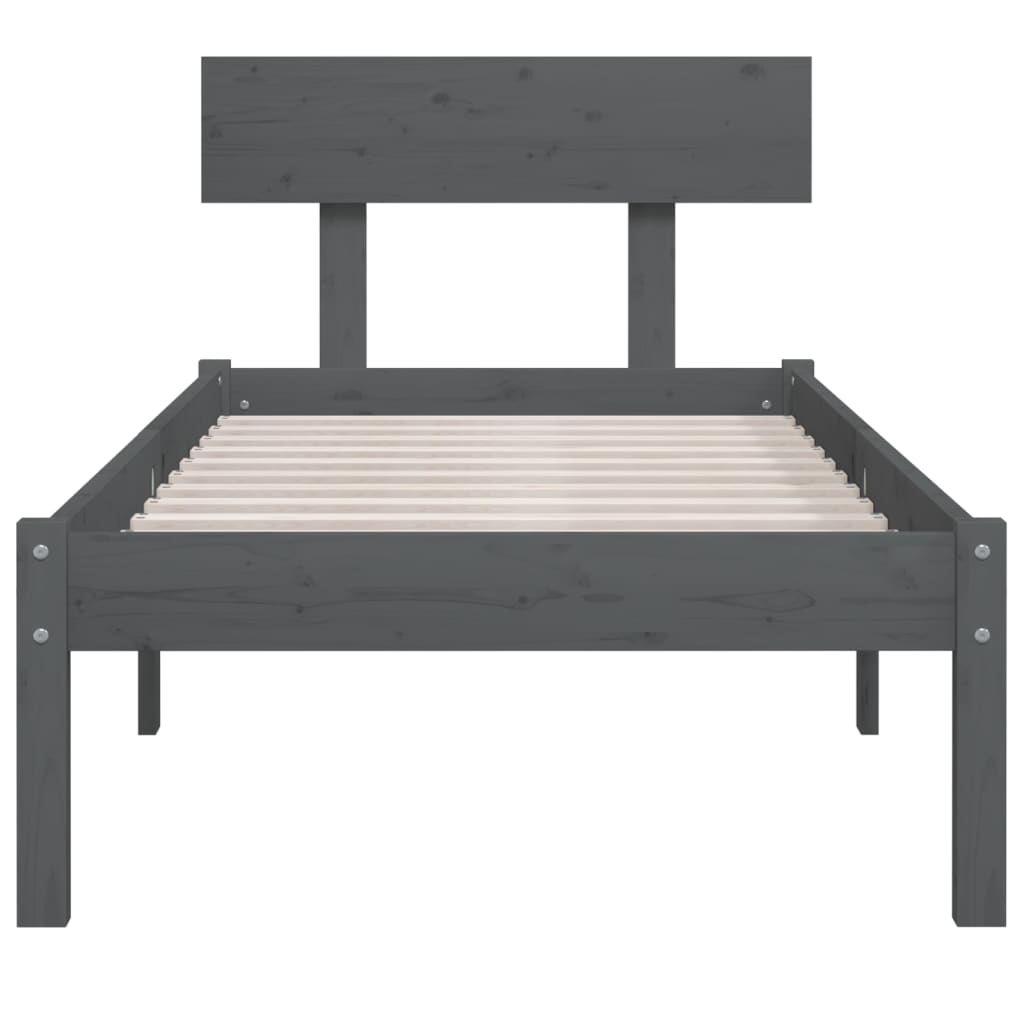 Bedframe Massief Grenenhout 100 x 200 cm Grijs