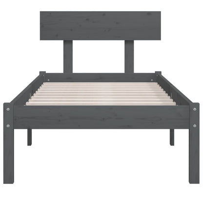 Bedframe Massief Grenenhout 100 x 200 cm Grijs