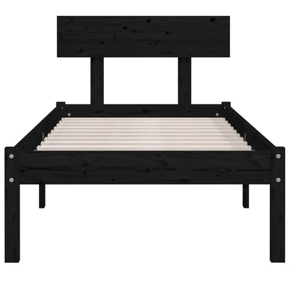 Bedframe Massief Grenenhout 100 x 200 cm Zwart