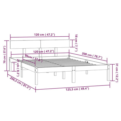 Bedframe Massief Grenenhout 120 x 200 cm Naturel