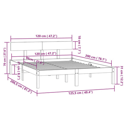 Bedframe Massief Grenenhout 120 x 200 cm Wit