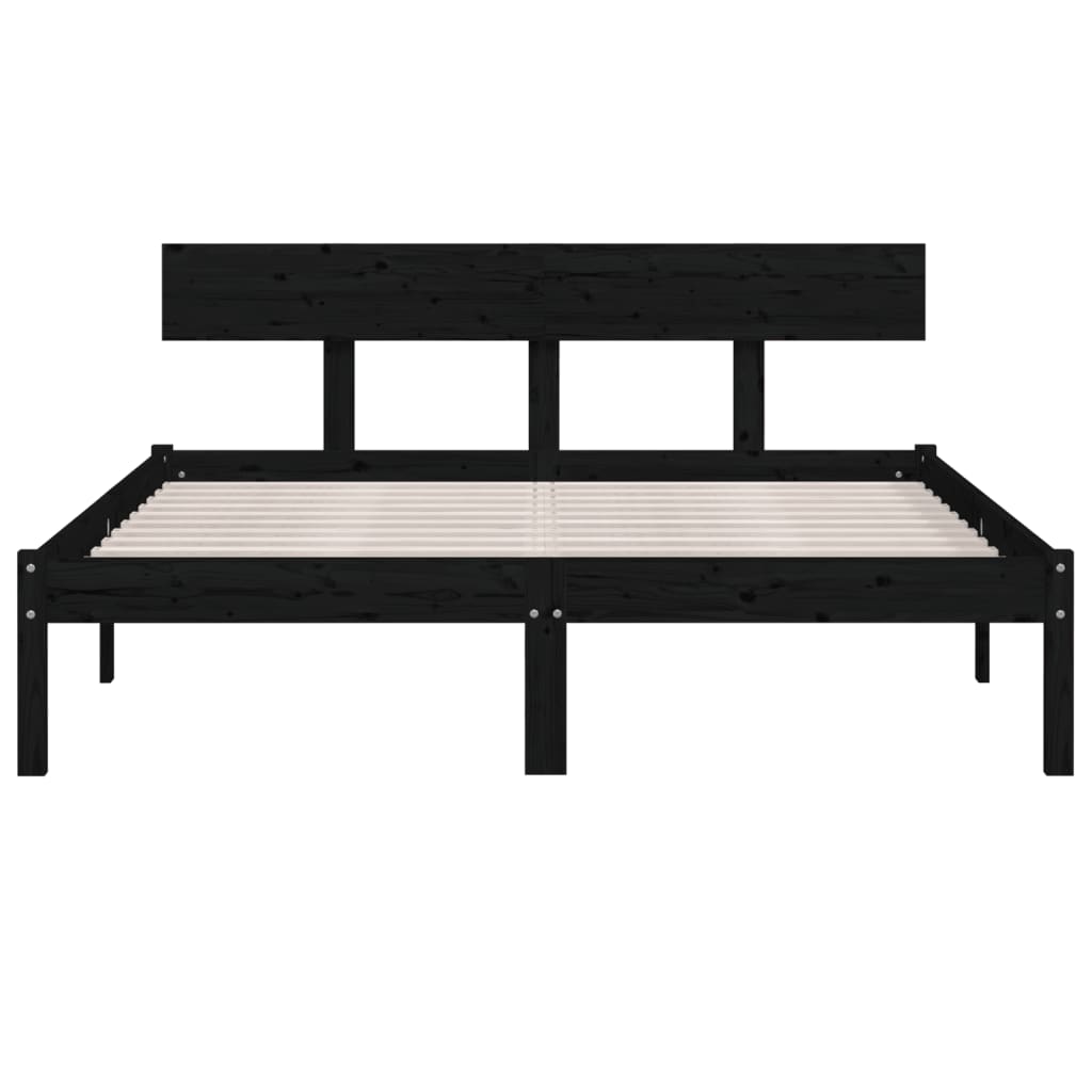 Bedframe Massief Grenenhout 120 x 200 cm Zwart