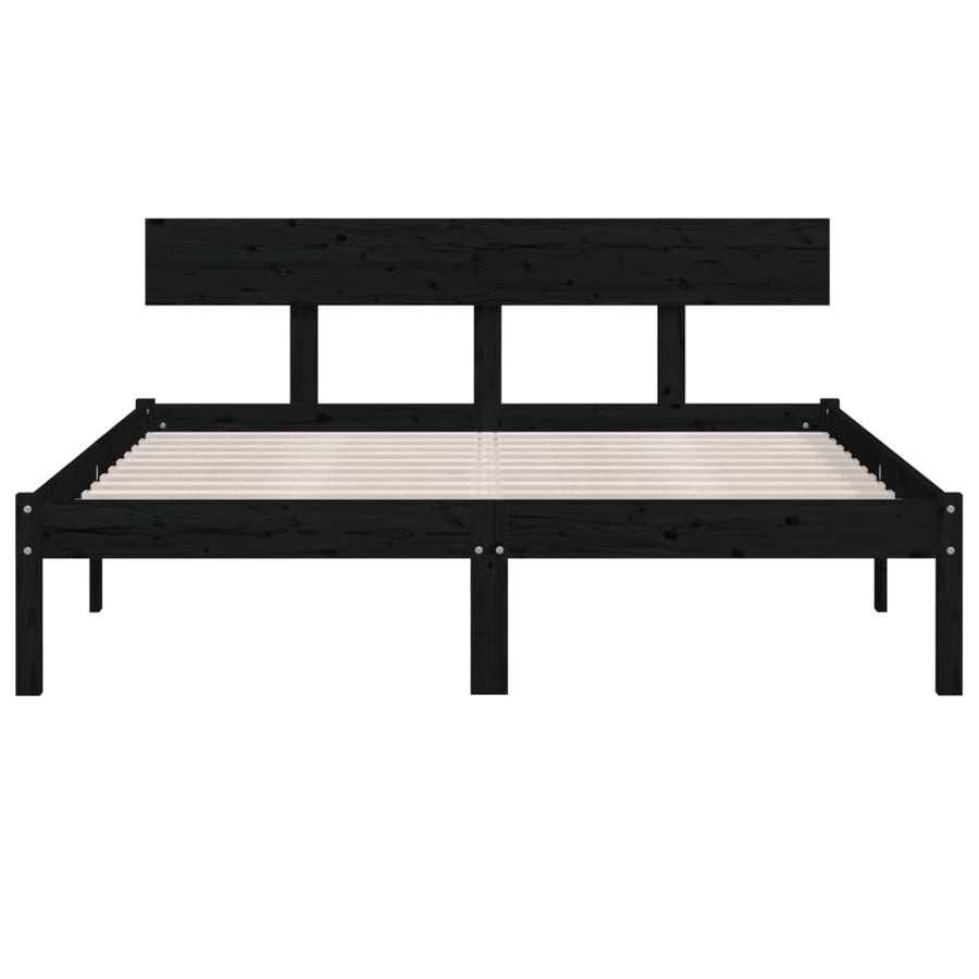 Bedframe Massief Grenenhout 120 x 200 cm Zwart