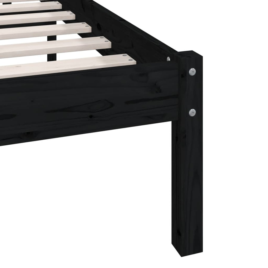 Bedframe Massief Grenenhout 120 x 200 cm Zwart