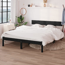 Bedframe Massief Grenenhout 120 x 200 cm Zwart