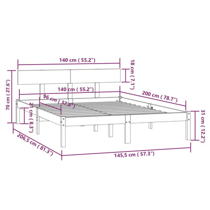 Bedframe Massief Grenenhout 140 x 200 cm Wit