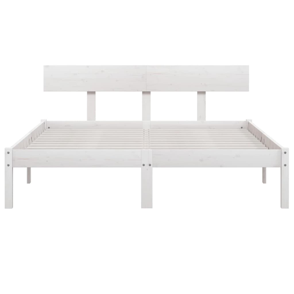 Bedframe Massief Grenenhout Uk King 150 x 200 cm Wit
