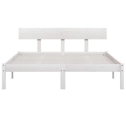 Bedframe Massief Grenenhout Uk King 150 x 200 cm Wit