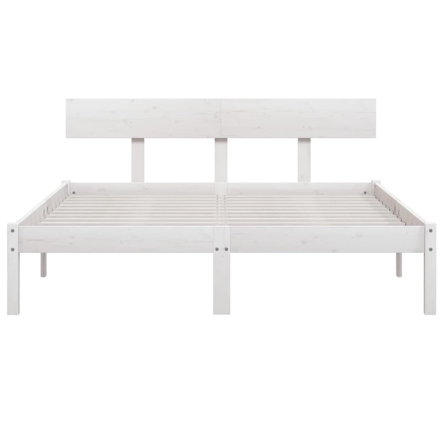 Bedframe Massief Grenenhout Uk King 150 x 200 cm Wit