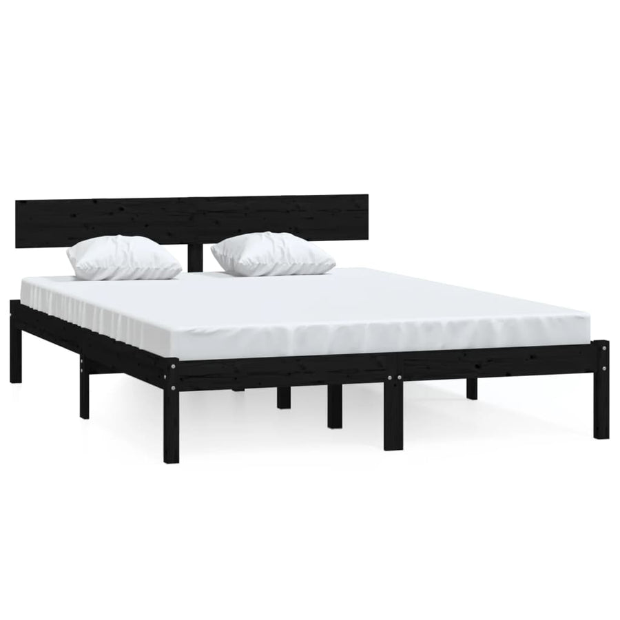 Bedframe Massief Grenenhout Uk King 150 x 200 cm Zwart