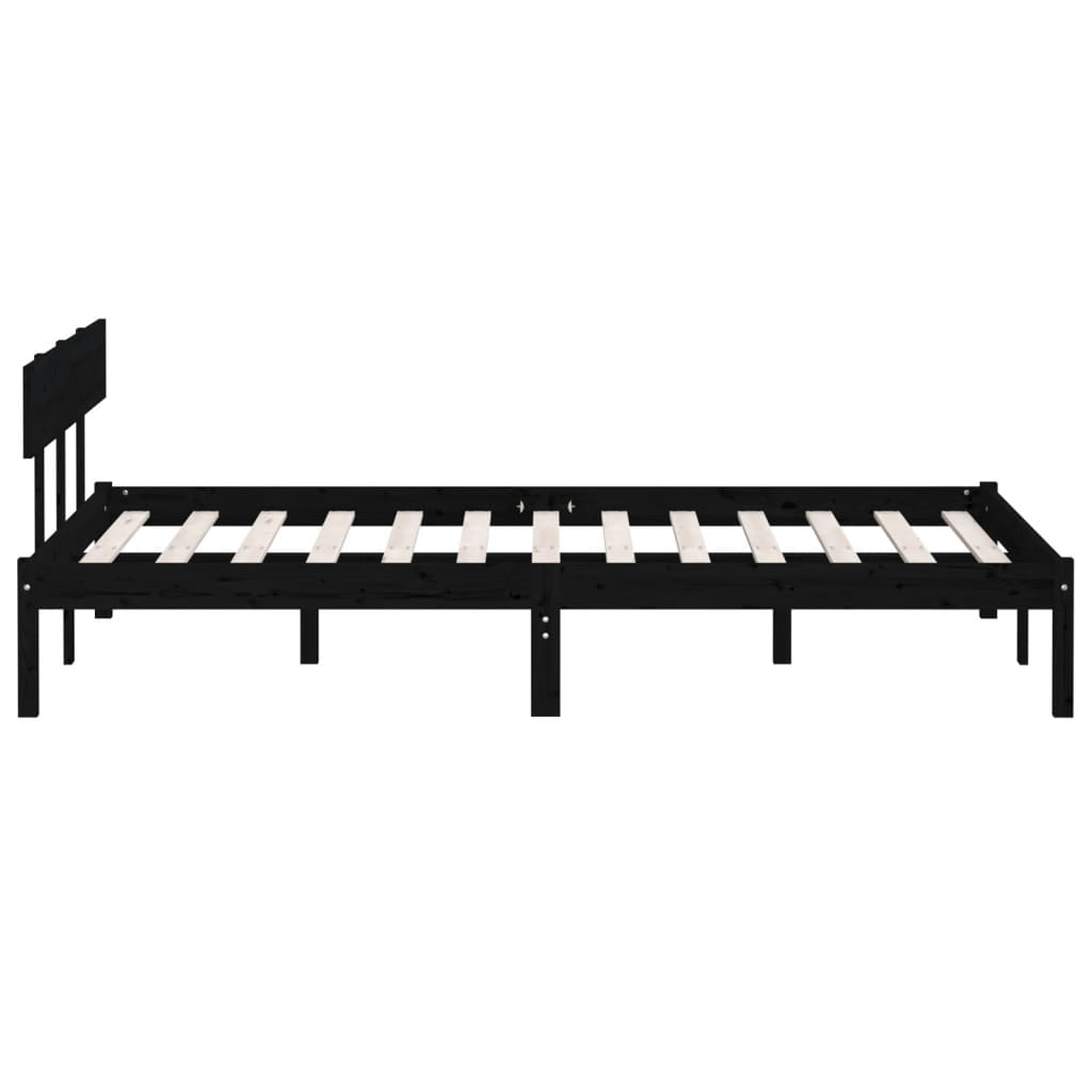 Bedframe Massief Grenenhout Uk King 150 x 200 cm Zwart