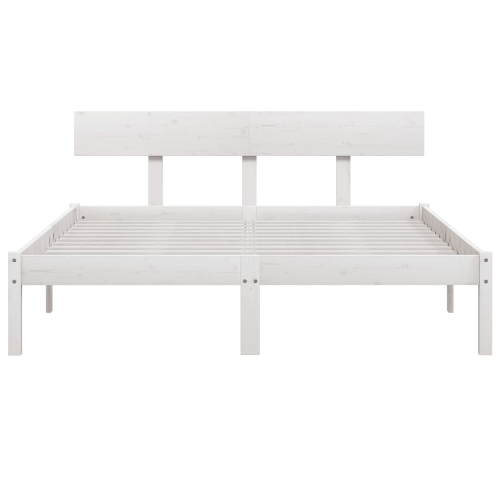 Bedframe Massief Grenenhout 160 x 200 cm Wit