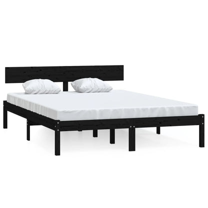 Bedframe Massief Grenenhout 160 x 200 cm Zwart