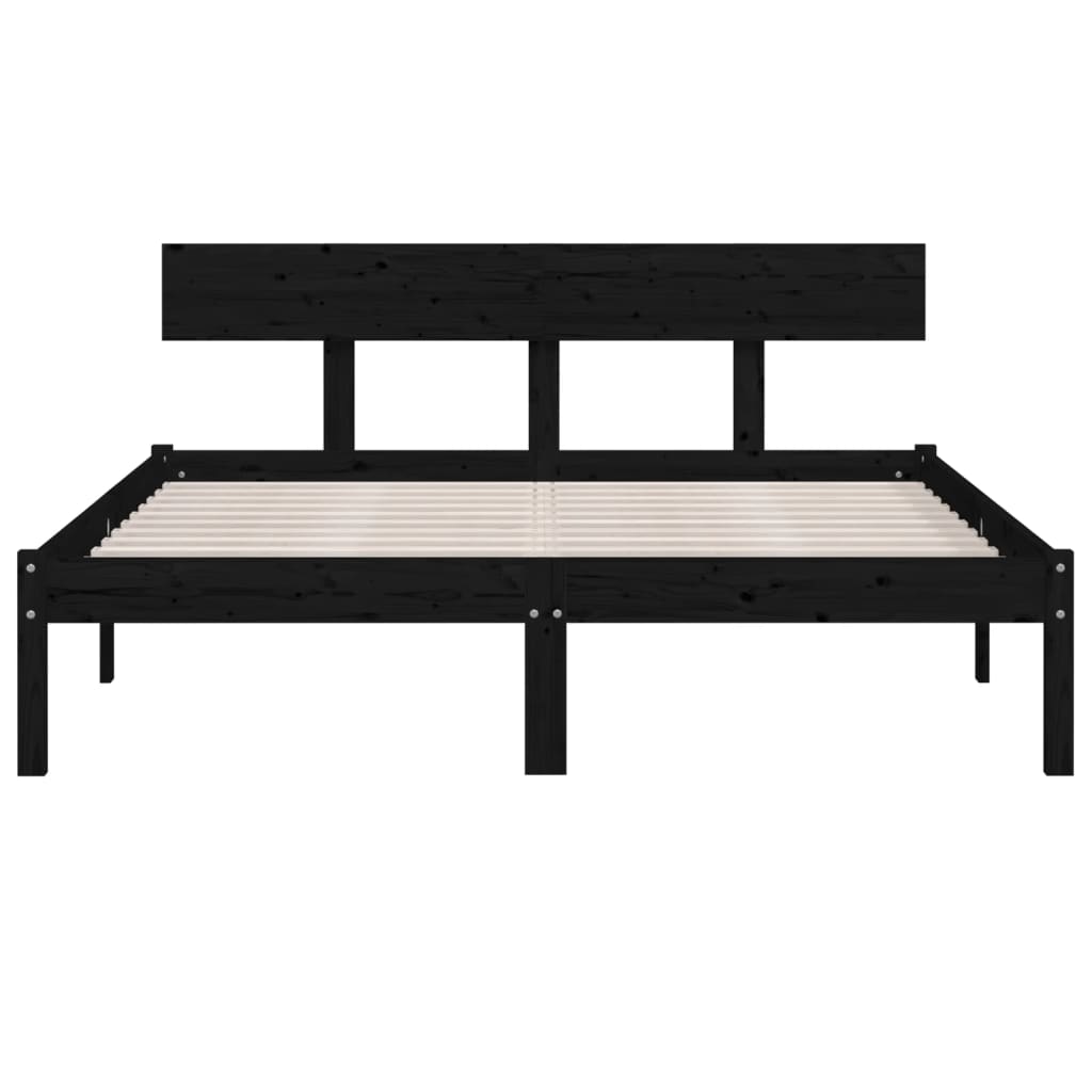 Bedframe Massief Grenenhout 160 x 200 cm Zwart