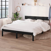 Solid black pine wood bed frame 160x200 cm