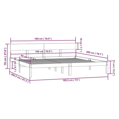 Bedframe Massief Grenenhout Uk Super King 180 x 200 cm Naturel