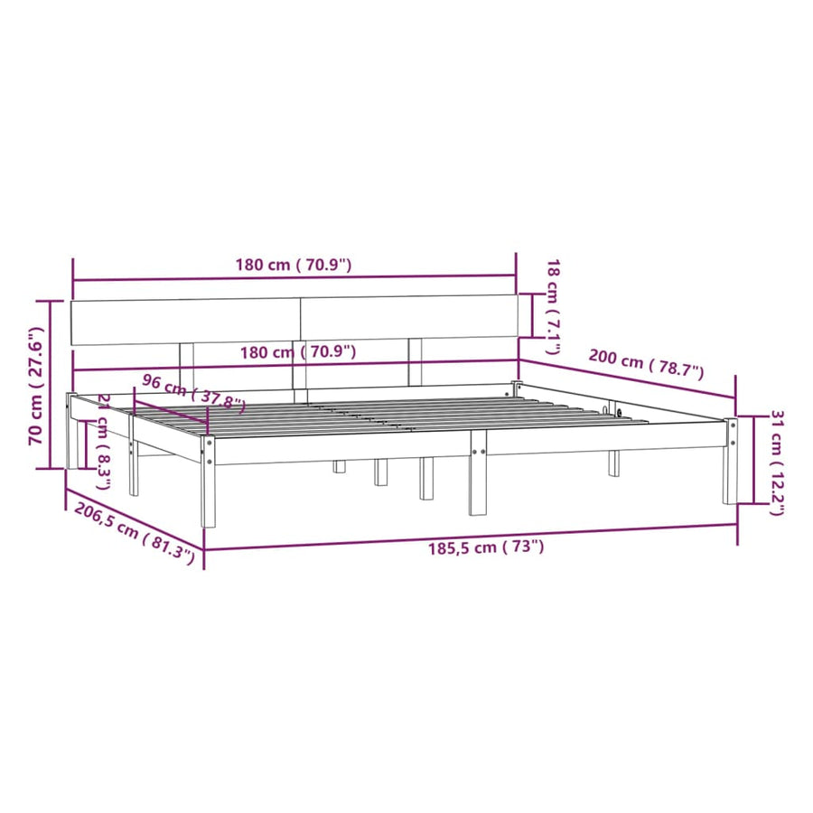 Bedframe Massief Grenenhout Uk Super King 180 x 200 cm Naturel