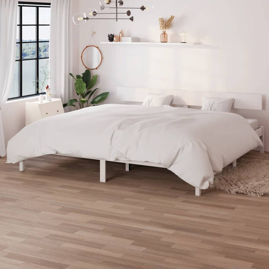 Bedframe Massief Grenenhout Uk Super King 180 x 200 cm Wit