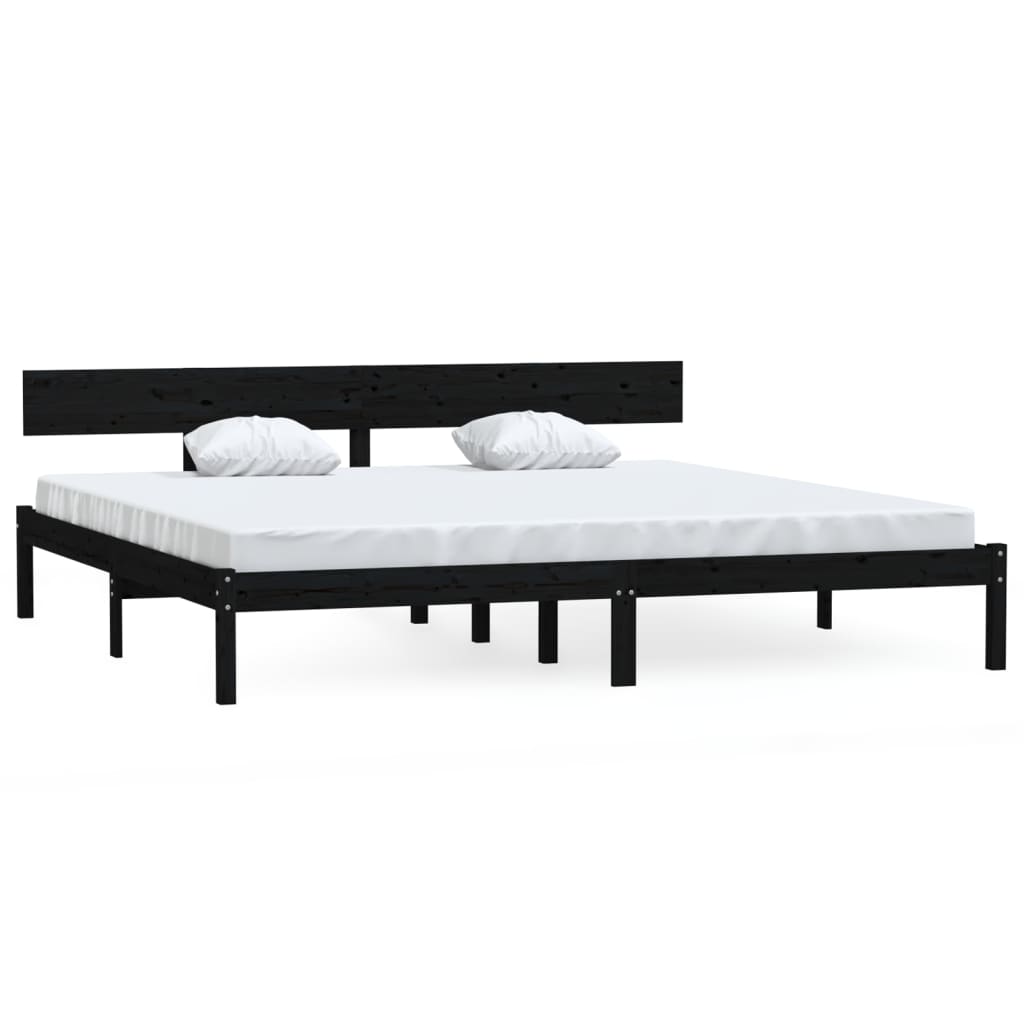 Bedframe Massief Grenenhout Uk Super King 180 x 200 cm Zwart