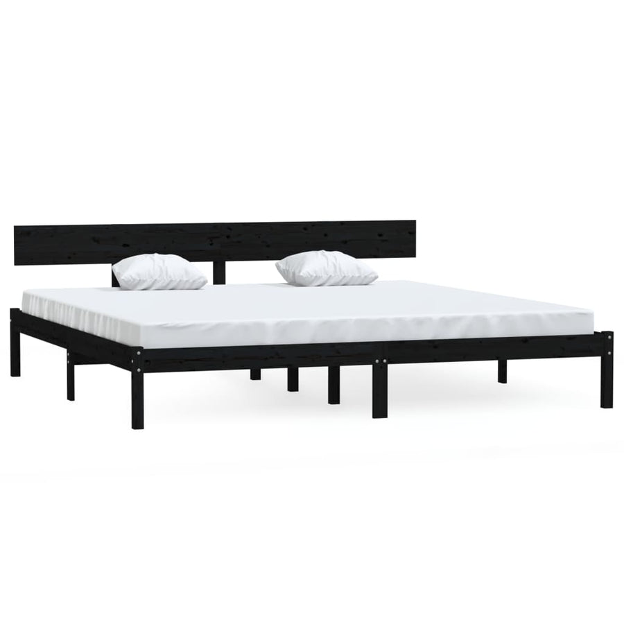 Bedframe Massief Grenenhout Uk Super King 180 x 200 cm Zwart