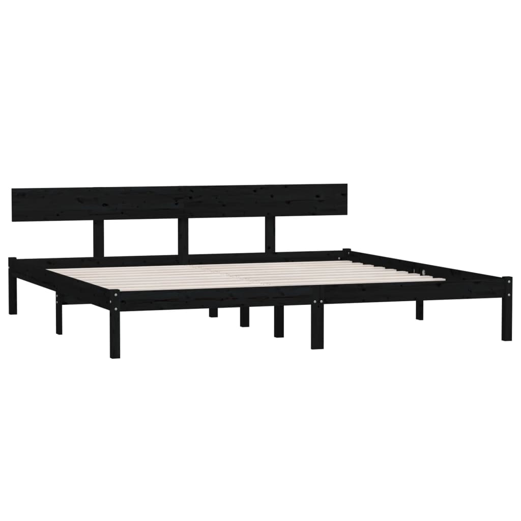 Bedframe Massief Grenenhout Uk Super King 180 x 200 cm Zwart