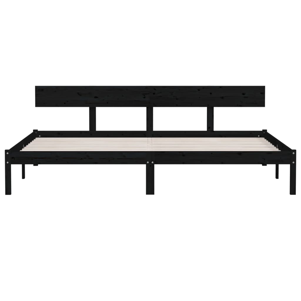 Bedframe Massief Grenenhout Uk Super King 180 x 200 cm Zwart
