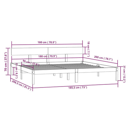 Bedframe Massief Grenenhout Uk Super King 180 x 200 cm Zwart