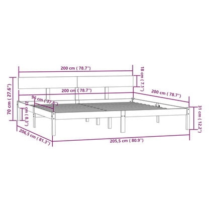 Bedframe Massief Grenenhout 200 x 200 cm Naturel