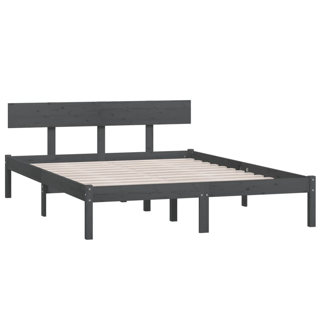 Bedframe Massief Grenenhout 200 x 200 cm Grijs